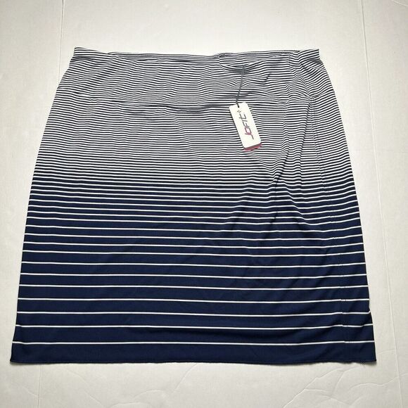 JOFIT Slip On Navy White Ombre Striped Stretch Casual Pencil Skirt Plus Size XXL - Picture 1 of 6
